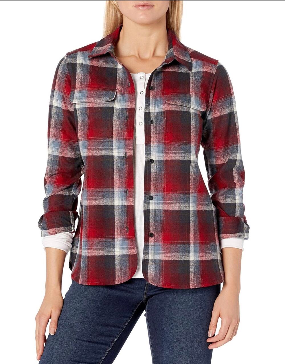 PENDELTON Women’s Red Plaid Button Up Long Sleeve Shirt